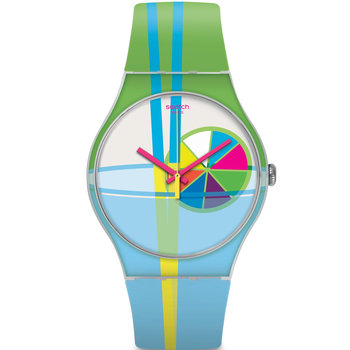 SWATCH Beach Swing Caipi Green and White Rubber Strap