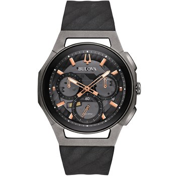 BULOVA Curv Chronograph Titanium Case Black Rubber Strap