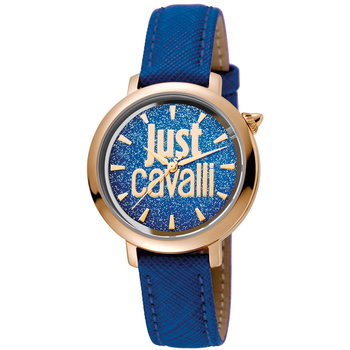 JUST CAVALLI Logo Blue Leather Strap