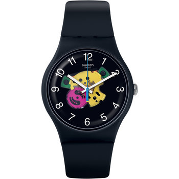 SWATCH Patchwork Black Silicone Strap