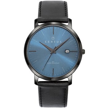 CERTUS Men Black Leather Strap