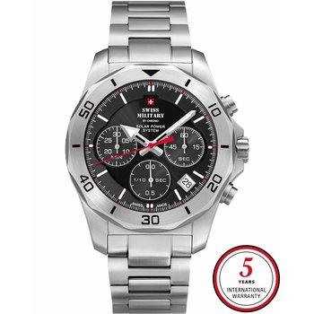 SWISS MILITARY by CHRONO Solar Chronograph Silver Stainless Steel Bracelet