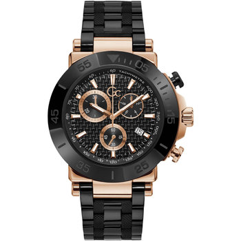 GUESS Collection Mens Chronograph Black Stainless Steel Bracelet