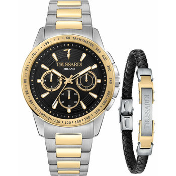 TRUSSARDI Τ-Hawk Chronograph Two Tone Stainless Steel Bracelet Gift Set