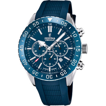 FESTINA Ceramic Chronograph Blue Rubber Strap