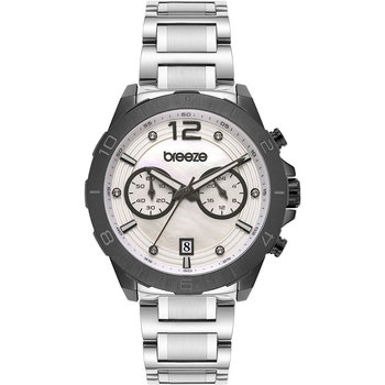 BREEZE Prestinia Swarovski Chronograph Silver Stainless Steel Bracelet