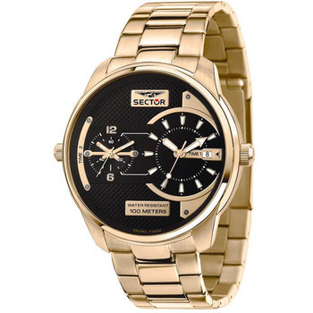 SECTOR Oversize Dual Time Gold Stainless Steel Bracelet