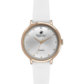 BEVERLY HILLS POLO CLUB Diamonds White Leather Strap