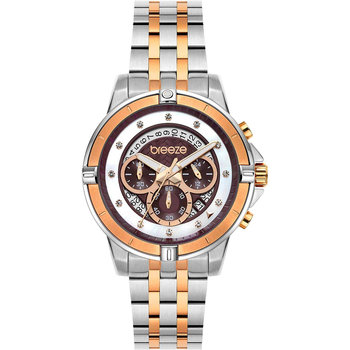 BREEZE Divinia Crystals Chronograph Two Tone Stainless Steel Bracelet