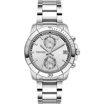 BREEZE Sparkly Crystals Chronograph Silver Stainless Steel Bracelet