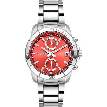 BREEZE Sparkly Crystals Chronograph Silver Stainless Steel Bracelet