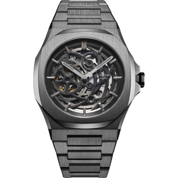 D1 MILANO Skeleton Automatic Grey Stainless Steel Bracelet