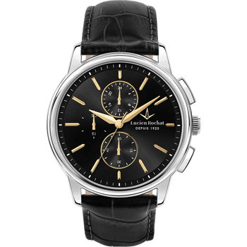 LUCIEN ROCHAT Iconic Chronograph Black Leather Strap