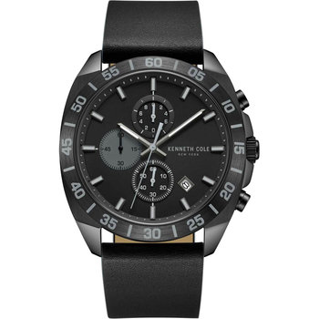 KENNETH COLE Modern Dress Chronograph Black Leather Strap