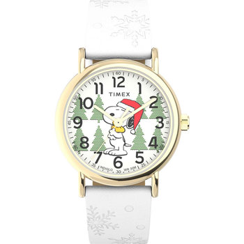 TIMEX Peanuts x Weekender White Leather Strap