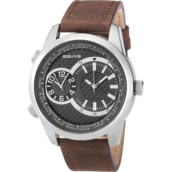 3GUYS Dual Time Brown Leather