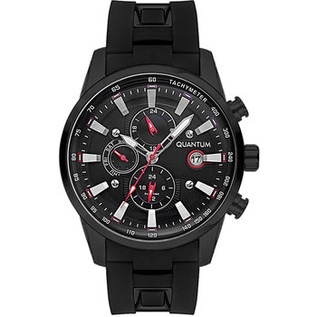 QUANTUM Adrenaline Dual Time Black Silicone Strap