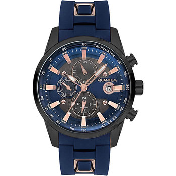 QUANTUM Adrenaline Dual Time Blue Silicone Strap