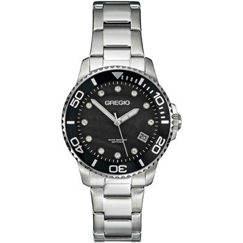 GREGIO Divers Zircons Silver Stainless Steel Bracelet