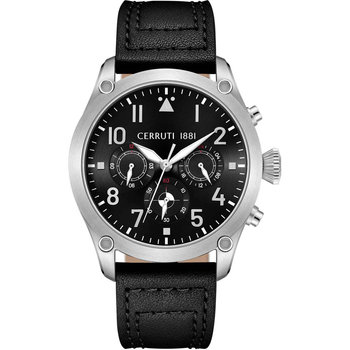 CERRUTI Calenzano Chronograph Black Leather Strap