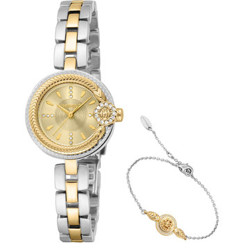 ROBERTO CAVALLI Mini Crystals Two Tone Stainless Steel Bracelet Gift Set