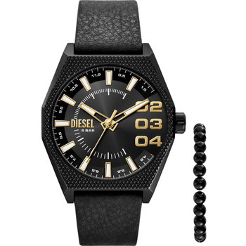 DIESEL Scraper Black Leather Strap Gift Set