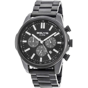 3GUYS Chronograph Black Stainless Steel Bracelet