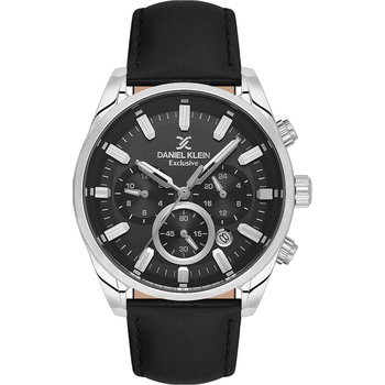 DANIEL KLEIN Chronograph Black Leather Strap