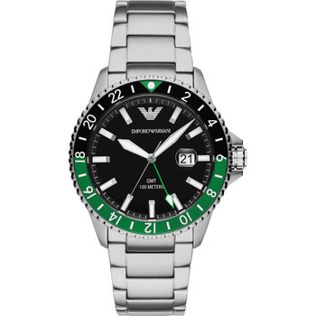 EMPORIO ARMANI Diver Dual Time Silver Stainless Steel Bracelet