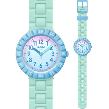 FLIK FLAK Blue Summer Splash with Turqoise Silicone Strap