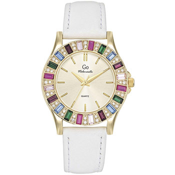 GO Mademoiselle Crystals White Leather Strap