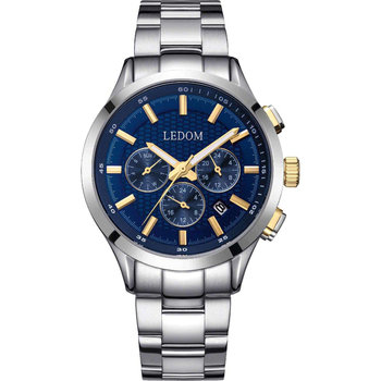 LEDOM Horizon Dual Time Silver Stainless Steel Bracelet