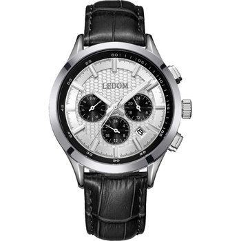 LEDOM Horizon Dual Time Black Leather Strap