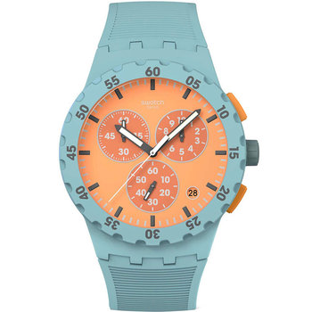 SWATCH Essentials Juicy Apricot Chronograph Turqoise Silicone Strap