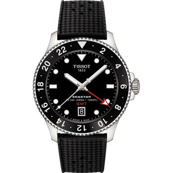 TISSOT T-Sport Seastar 1000 Dual Time GMT Black Rubber Strap