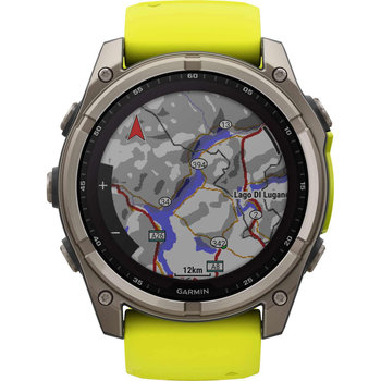 GARMIN Fenix 8 51mm Solar Sapphire Titanium with Amp Yellow Silicone Band (προπαρ.)