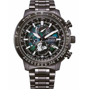 CITIZEN Promaster Geo Trekker Eco-Drive RadioControlled Dual Time Black Stainless Steel Bracelet