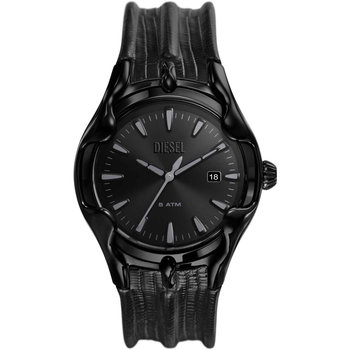 DIESEL Vert Black Leather Strap