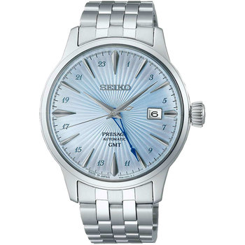 SEIKO Presage Cocktail Time GMT Automatic Dual Time Silver Stainless Steel Bracelet