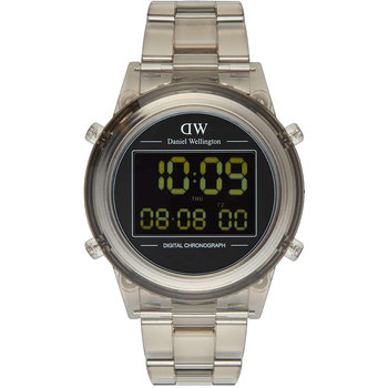 DANIEL WELLINGTON Retro Digital Dual Time Chronograph Light Grey Bio-based Plastic Strap 42 mm