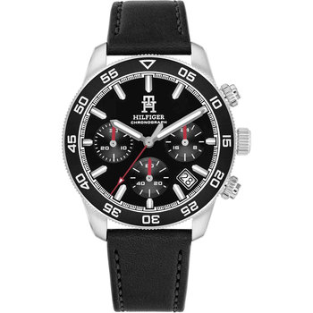 TOMMY HILFIGER Sport Chronograph Black Leather Strap