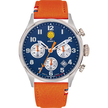 PATROUILLE DE FRANCE Athos 7 Chronograph Red Leather Strap