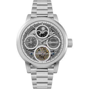 INGERSOLL Arc Automatic Dual Time Silver Stainless Steel Bracelet