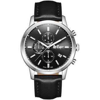 LEE COOPER Dual Time Black Leather Strap