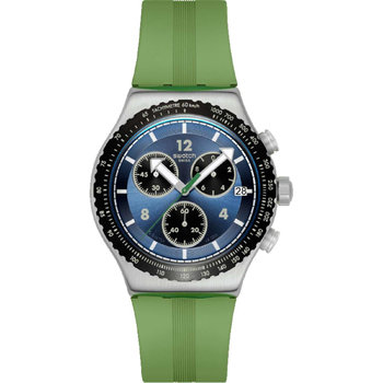 SWATCH Dusk Thru The Leaves Chronograph Green Silicone Strap