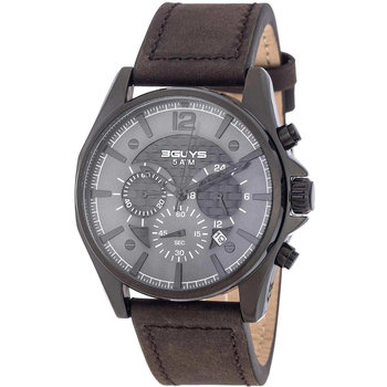 3GUYS Chronograph Brown Leather Strap