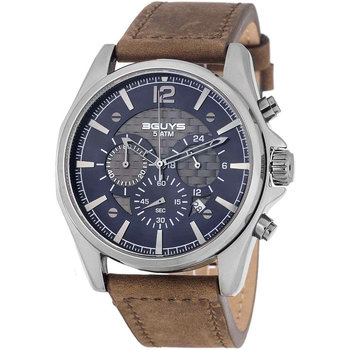 3GUYS Chronograph Brown Leather Strap