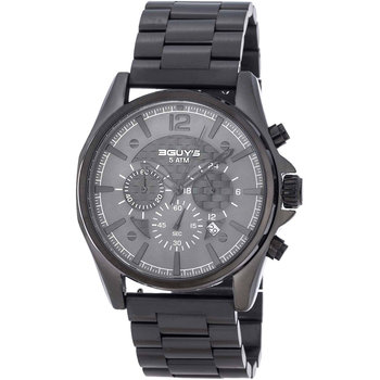 3GUYS Chronograph Black Stainless Steel Bracelet