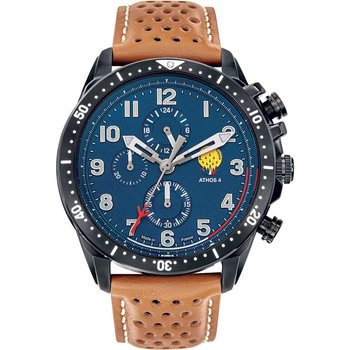 PATROUILLE DE FRANCE Athos 4 Chronograph Brown Leather Strap