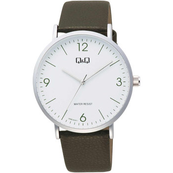 Q&Q Watch Olive Green Leather